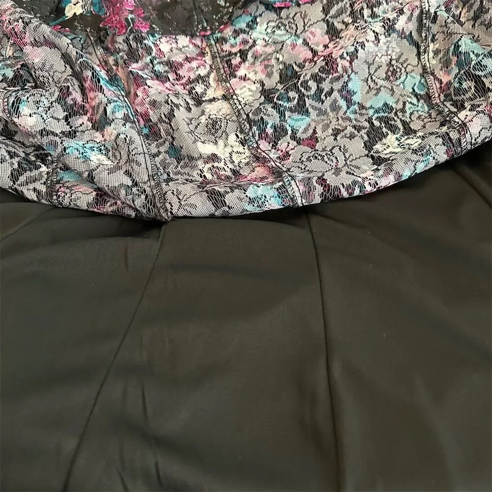 Lane Bryant Black Floral Lace Overlay Sleeveless Mini Dress Women's Size 22/24 - Picture 4 of 6